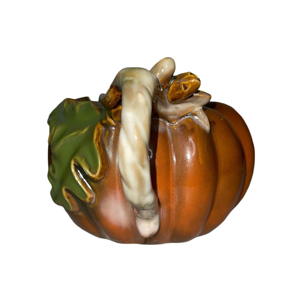 Thanksgiving Fall Ceramic Pumpkin Gravy Boay Handle Spout Heavy - Picture 3 of 10